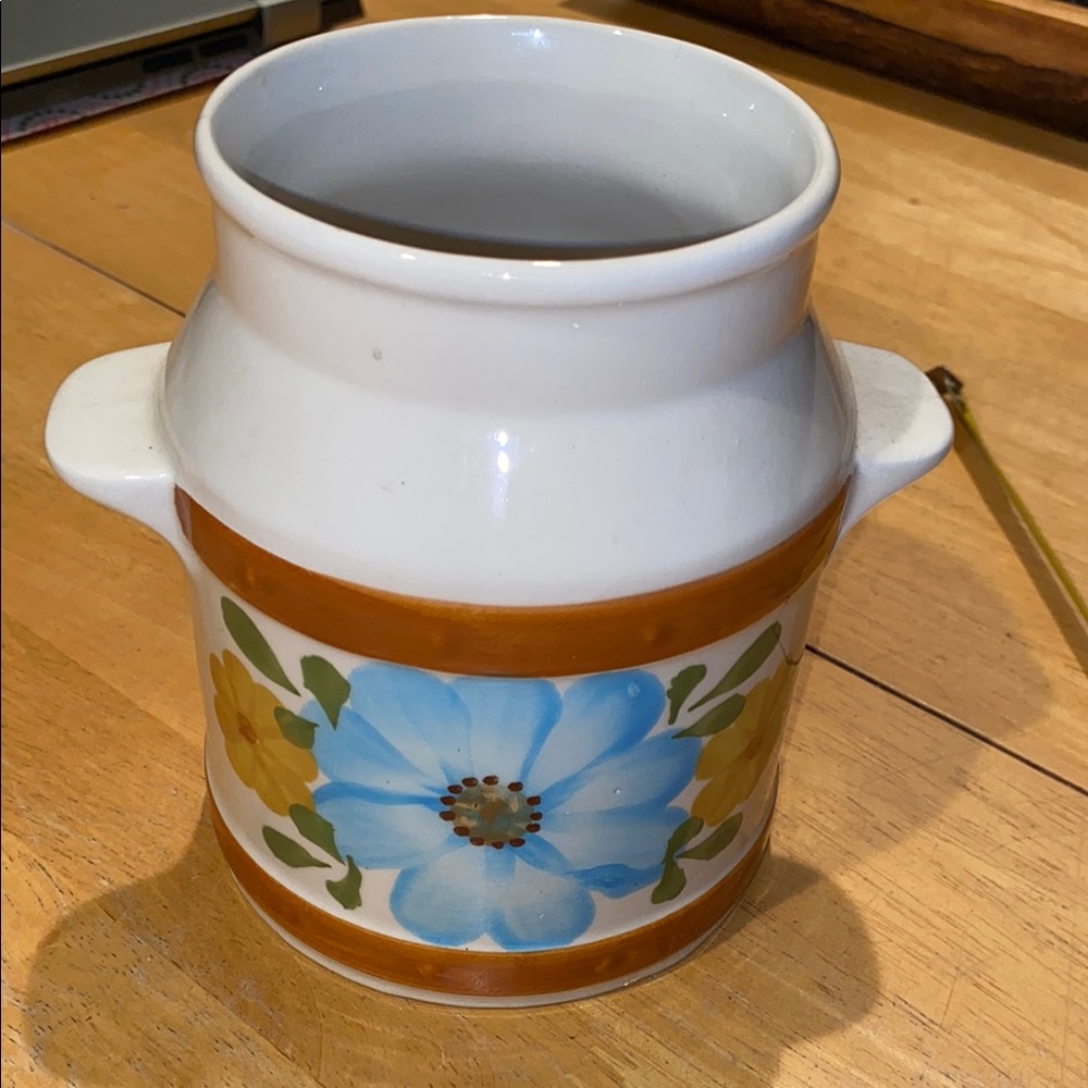 Vintage Floral Ceramic utensil holder hand painted